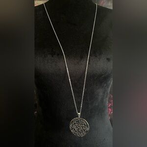 Silver Tone Rope Chain Necklace with Pendant